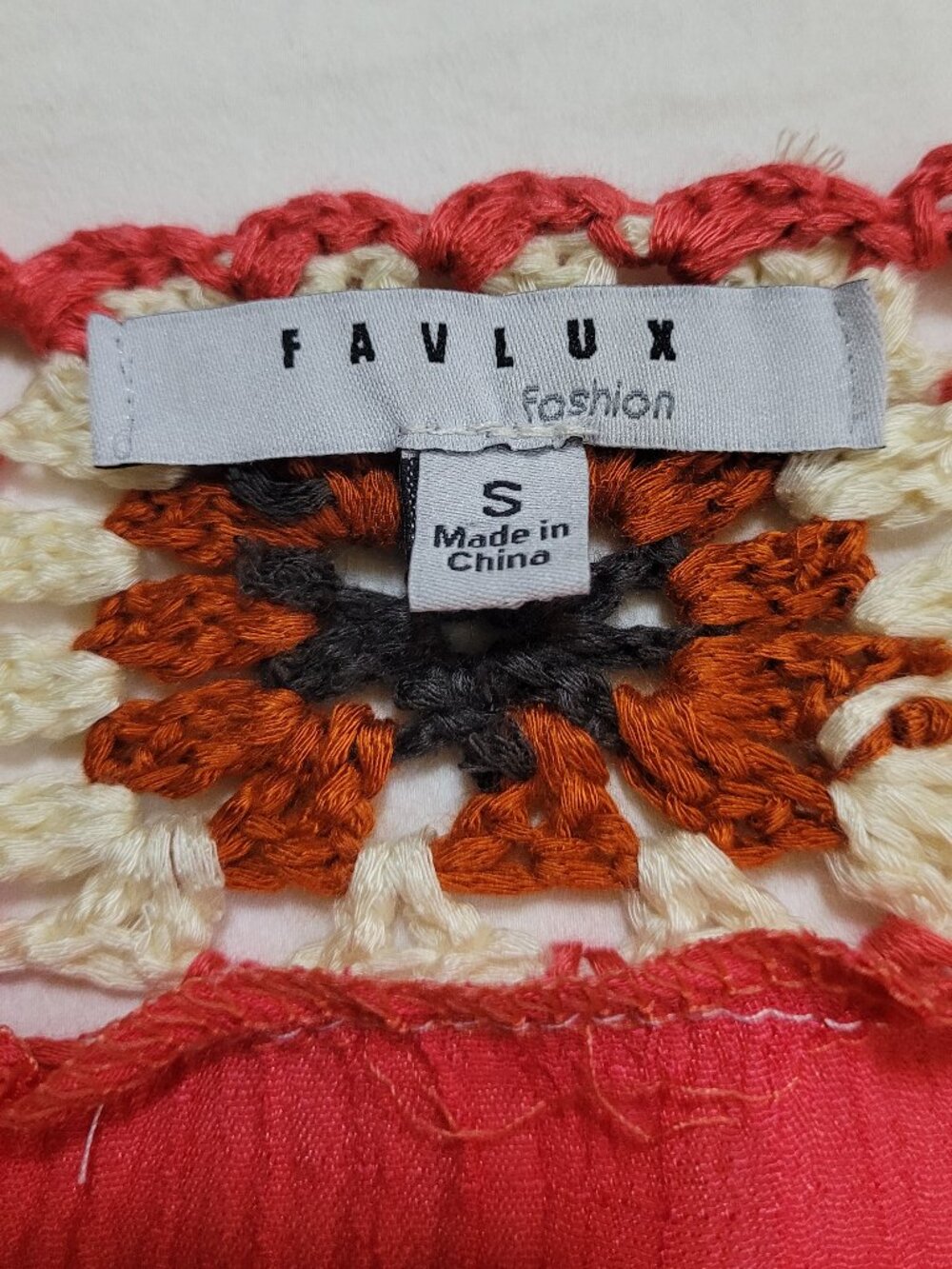 Favlux Crochet Trim Sleeveless Long Cardigan Fringe Vest Coral Festival Boho - Picture 6 of 8